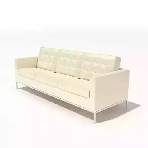 Retro White Leather Couch