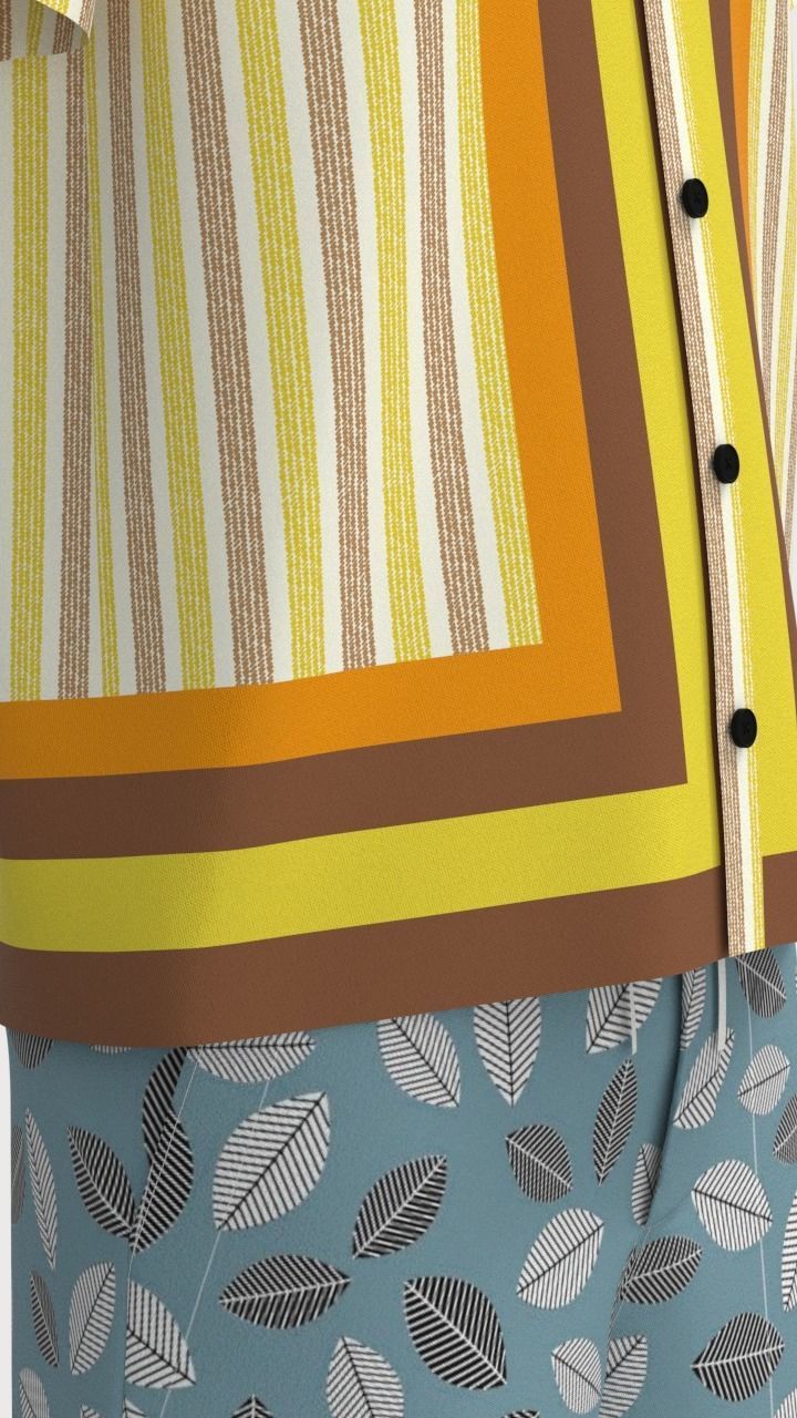 Mens Resort shirt and pant Low-poly 3D model_19