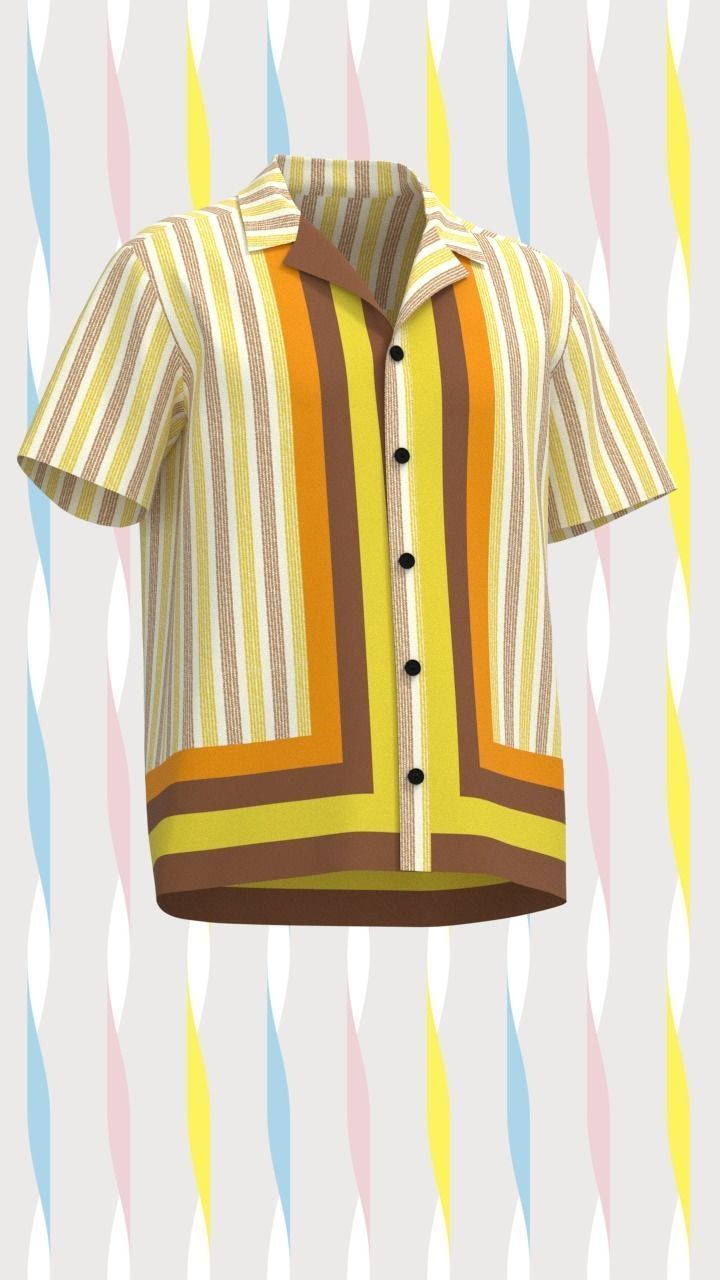 Mens Resort shirt and pant Low-poly 3D model_45