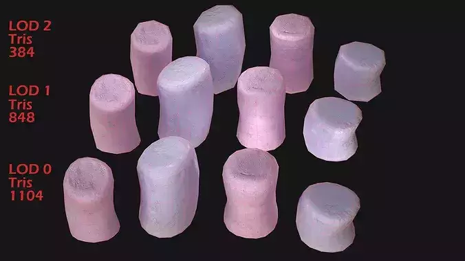 Marshmallow Camp Set Low-poly 3D model 5