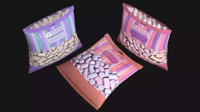 Marshmallow Camp Set Low-poly 3D model 7