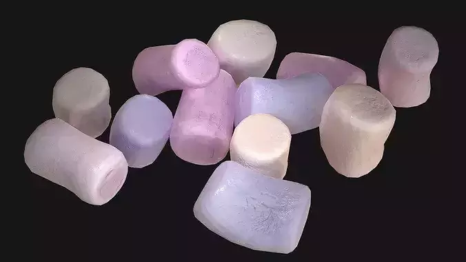 Marshmallow Camp Set Low-poly 3D model 3