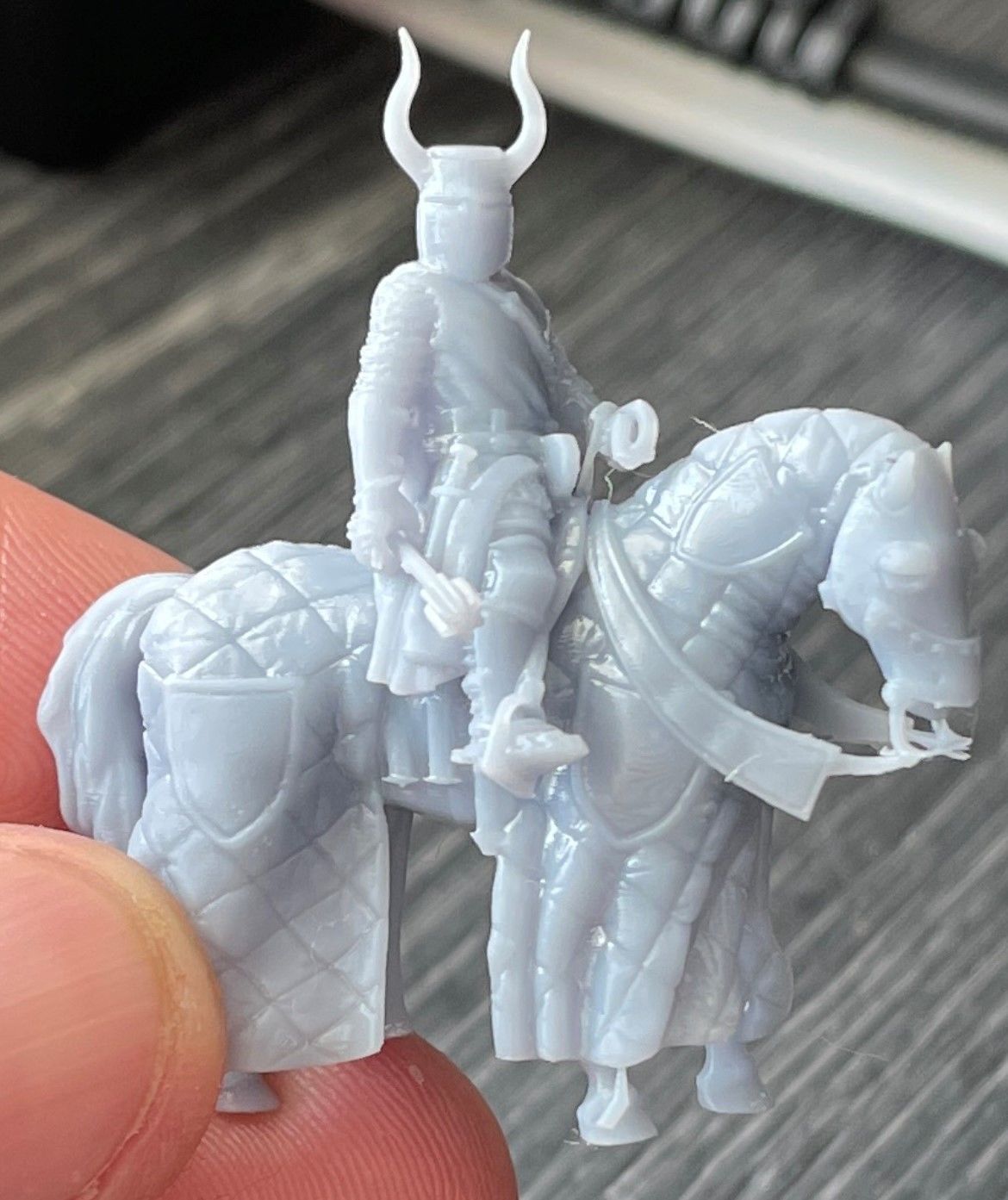 Horned Teutonic knight mounted with mace 3D print model_5
