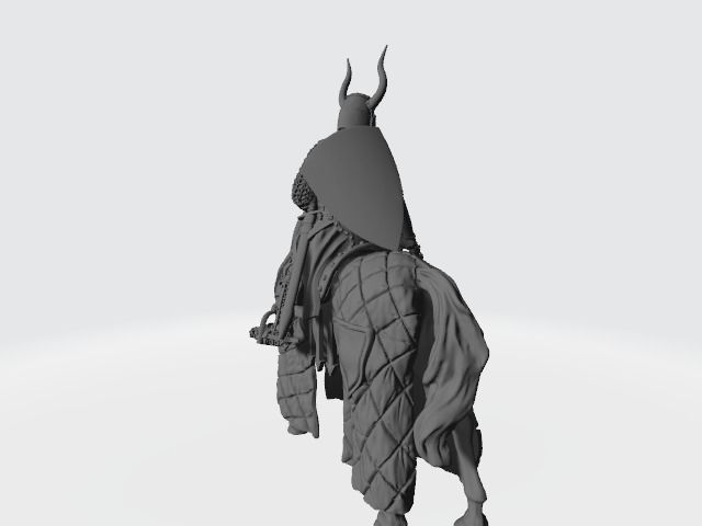 Horned Teutonic knight mounted with mace 3D print model_3