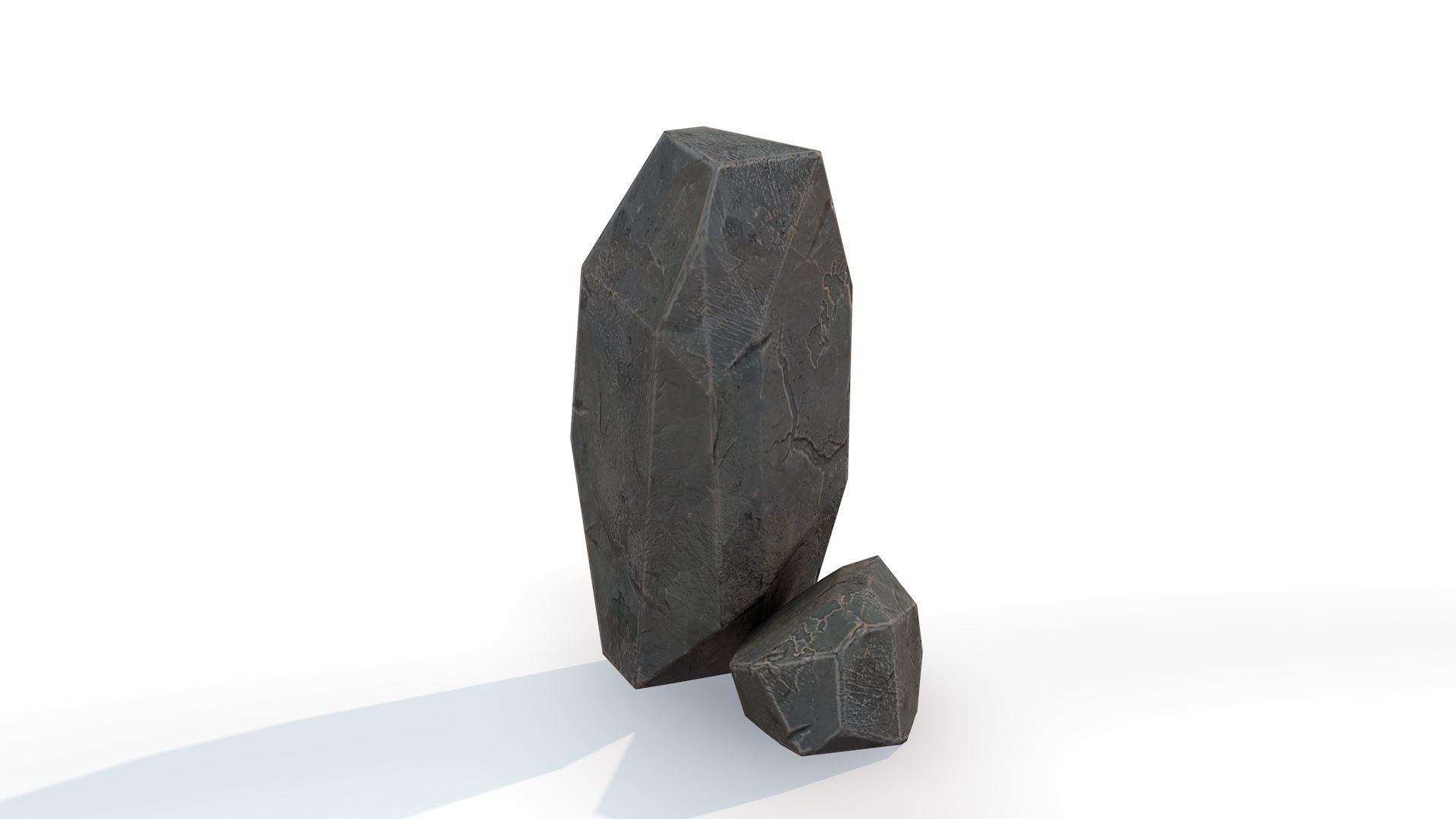Detailed Stone for Game with PBR material Low-poly 3D model_4