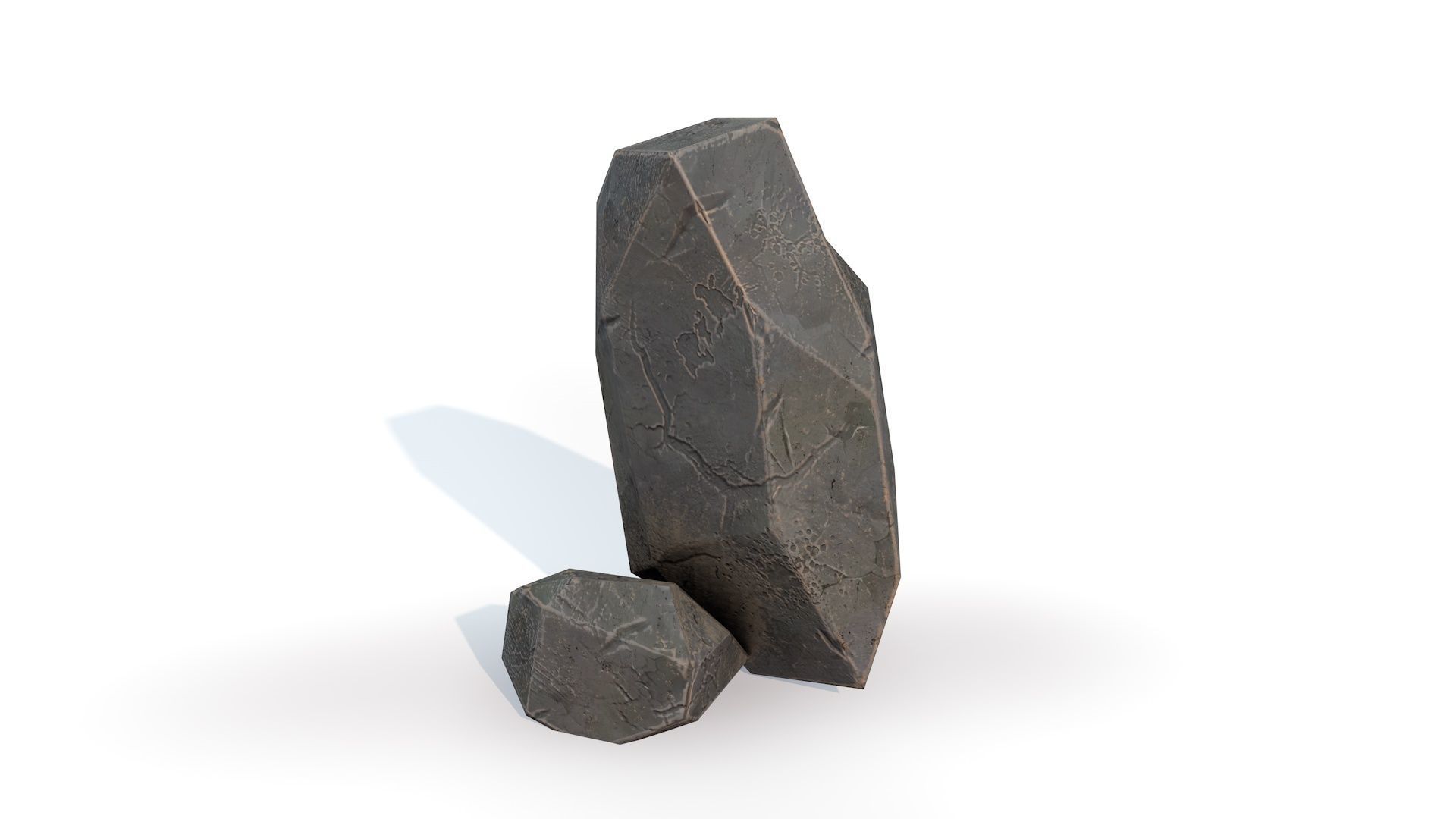 Detailed Stone for Game with PBR material Low-poly 3D model_2