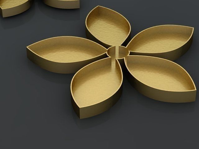 cutterd three golden flower shaped plates 3D print model