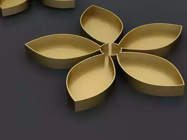 cutterd three golden flower shaped plates 3D print model
