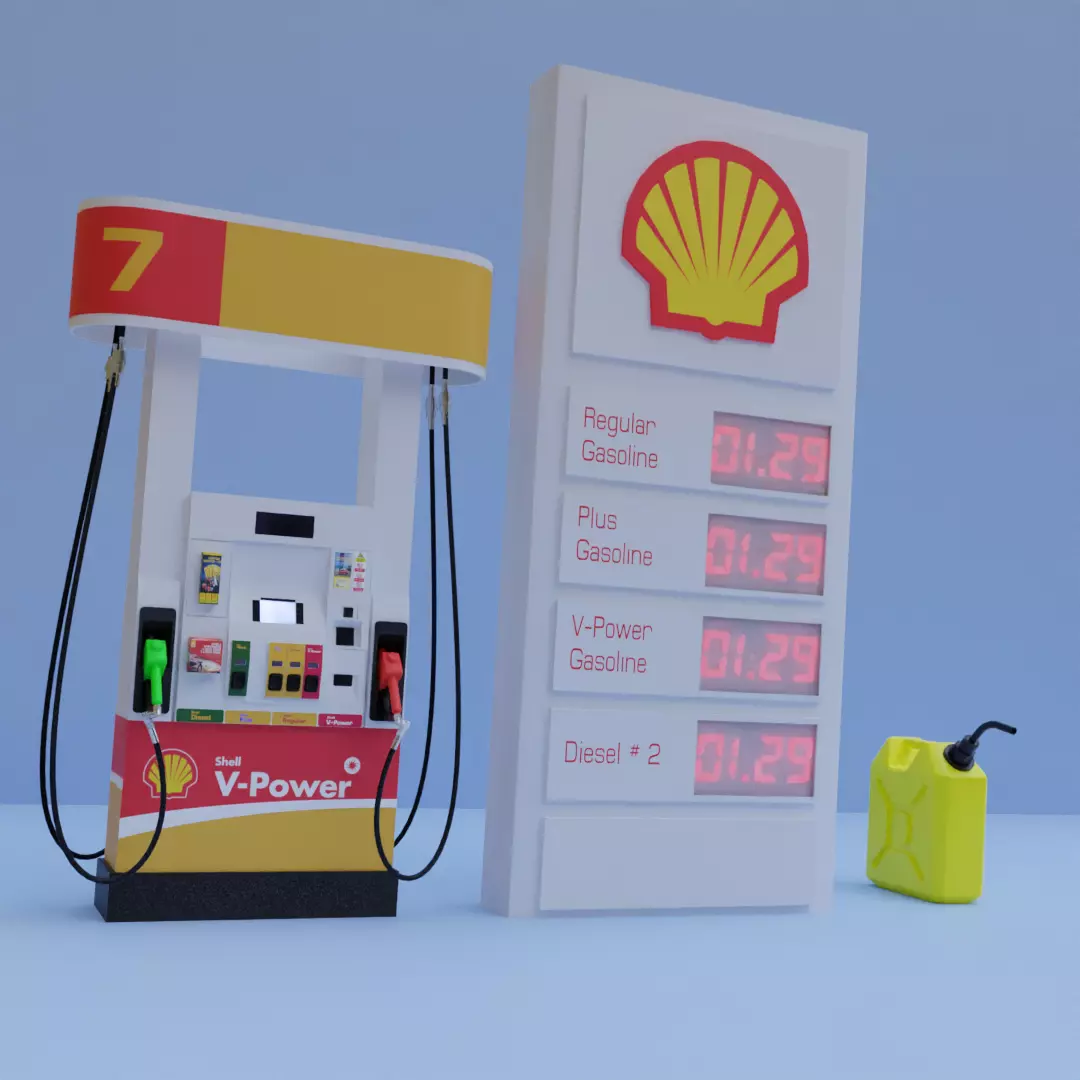 Shell Gasoline Pump Low-poly 3D model