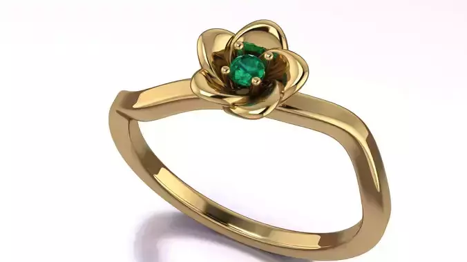 Flower Ring center diamond 2 mm