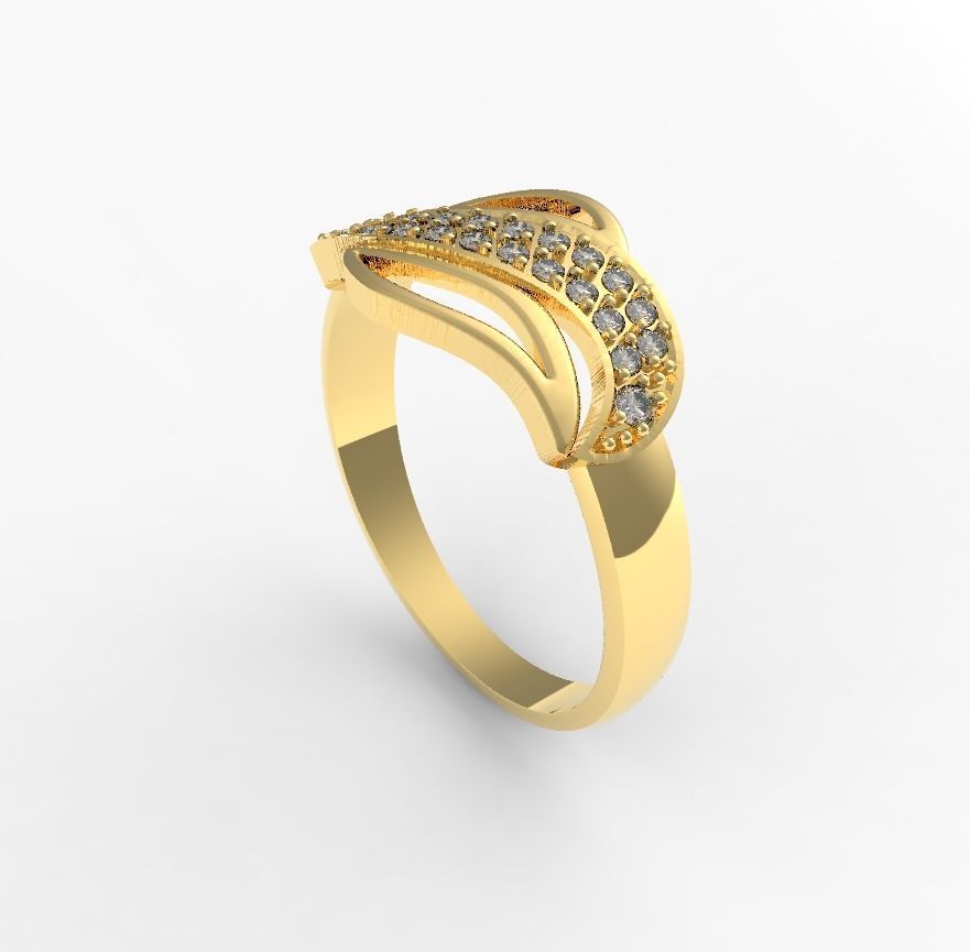 ring with gems 3D print model_4