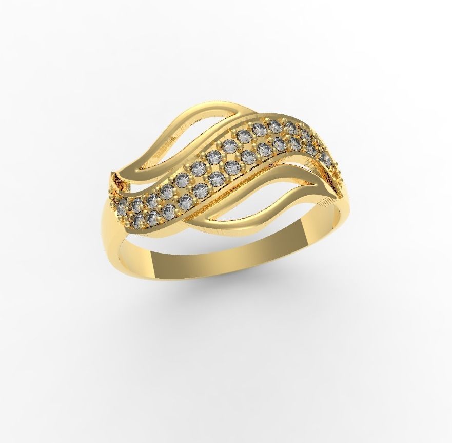 ring with gems 3D print model_2