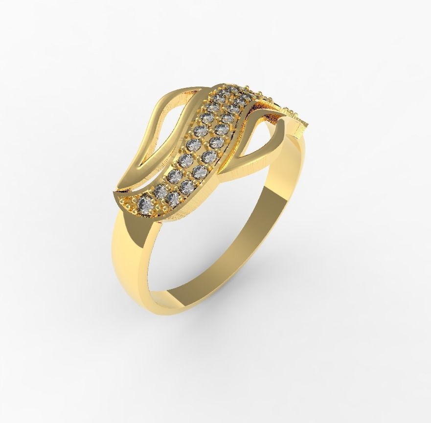 ring with gems 3D print model_3