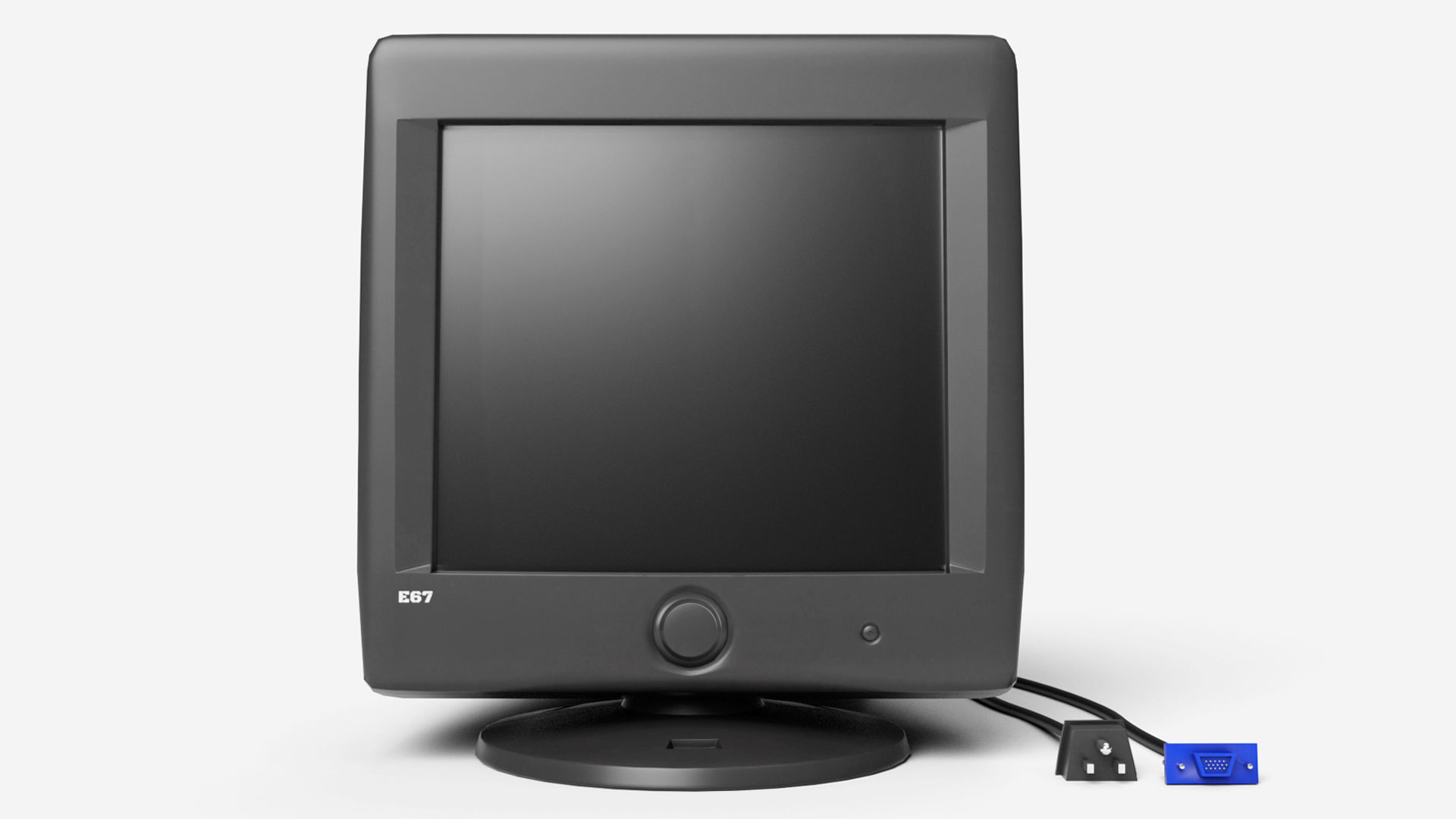 Old Computer CRT Monitor  Low-poly 3D model_4