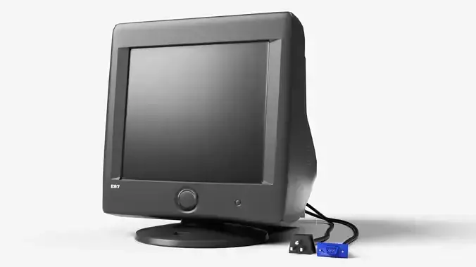 Old Computer CRT Monitor  Low-poly 3D model