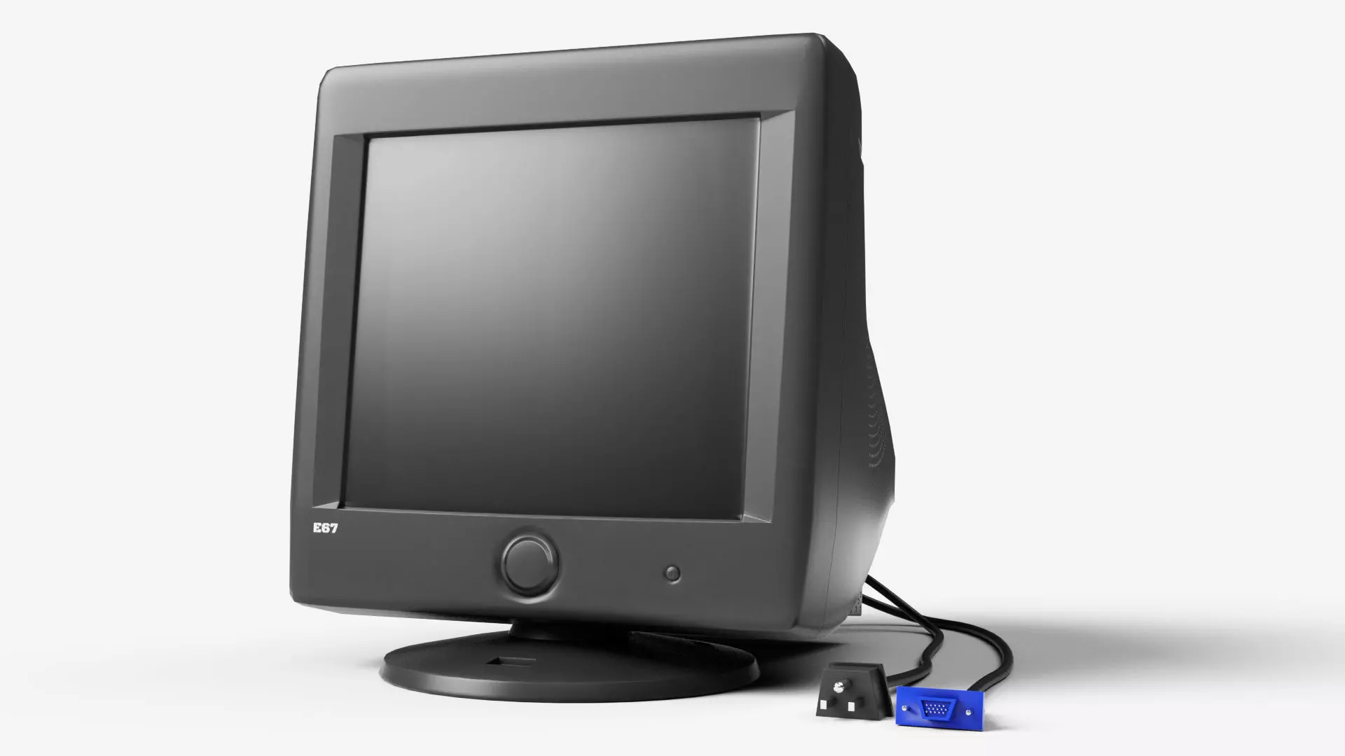 Old Computer CRT Monitor  Low-poly 3D model_0