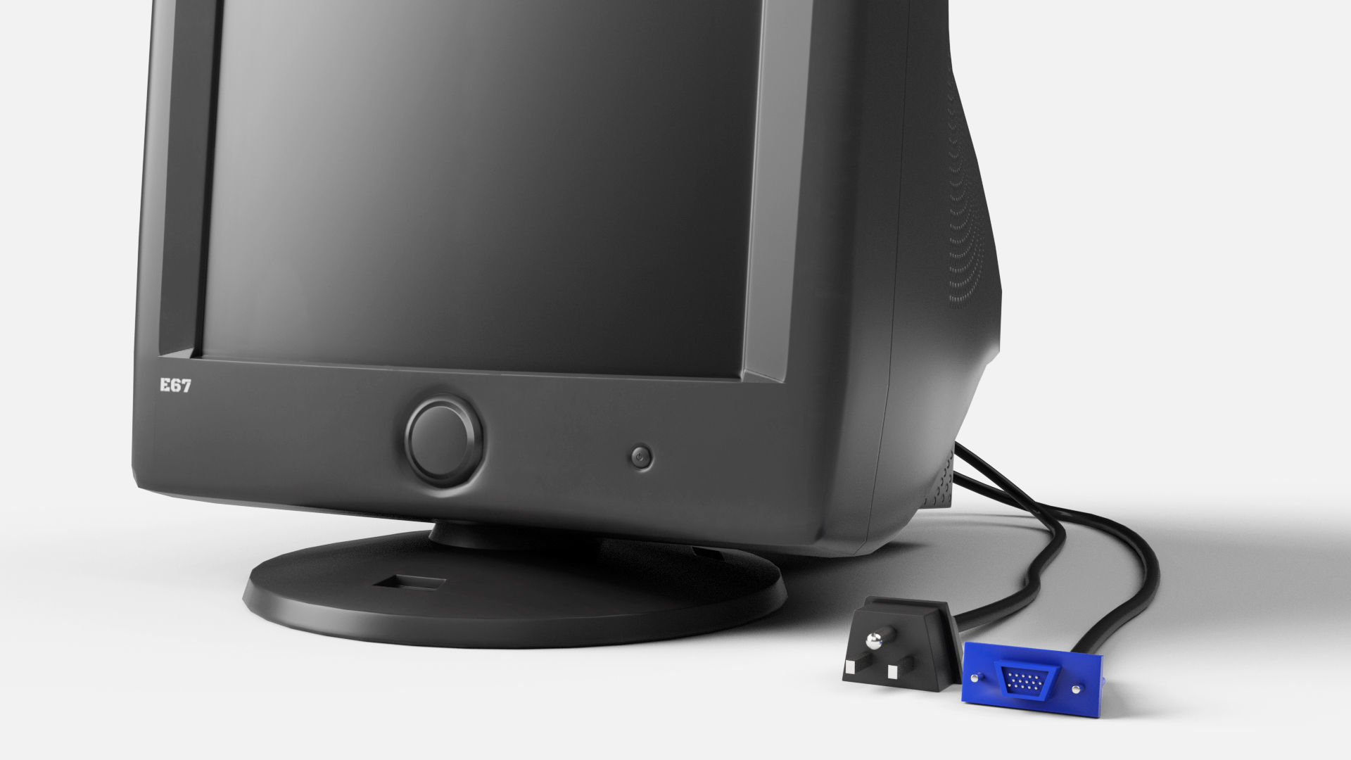 Old Computer CRT Monitor  Low-poly 3D model_3