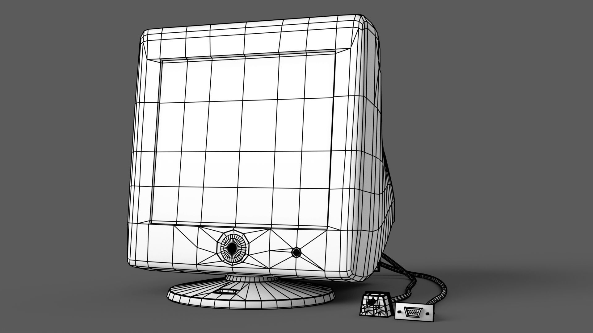 Old Computer CRT Monitor  Low-poly 3D model_6