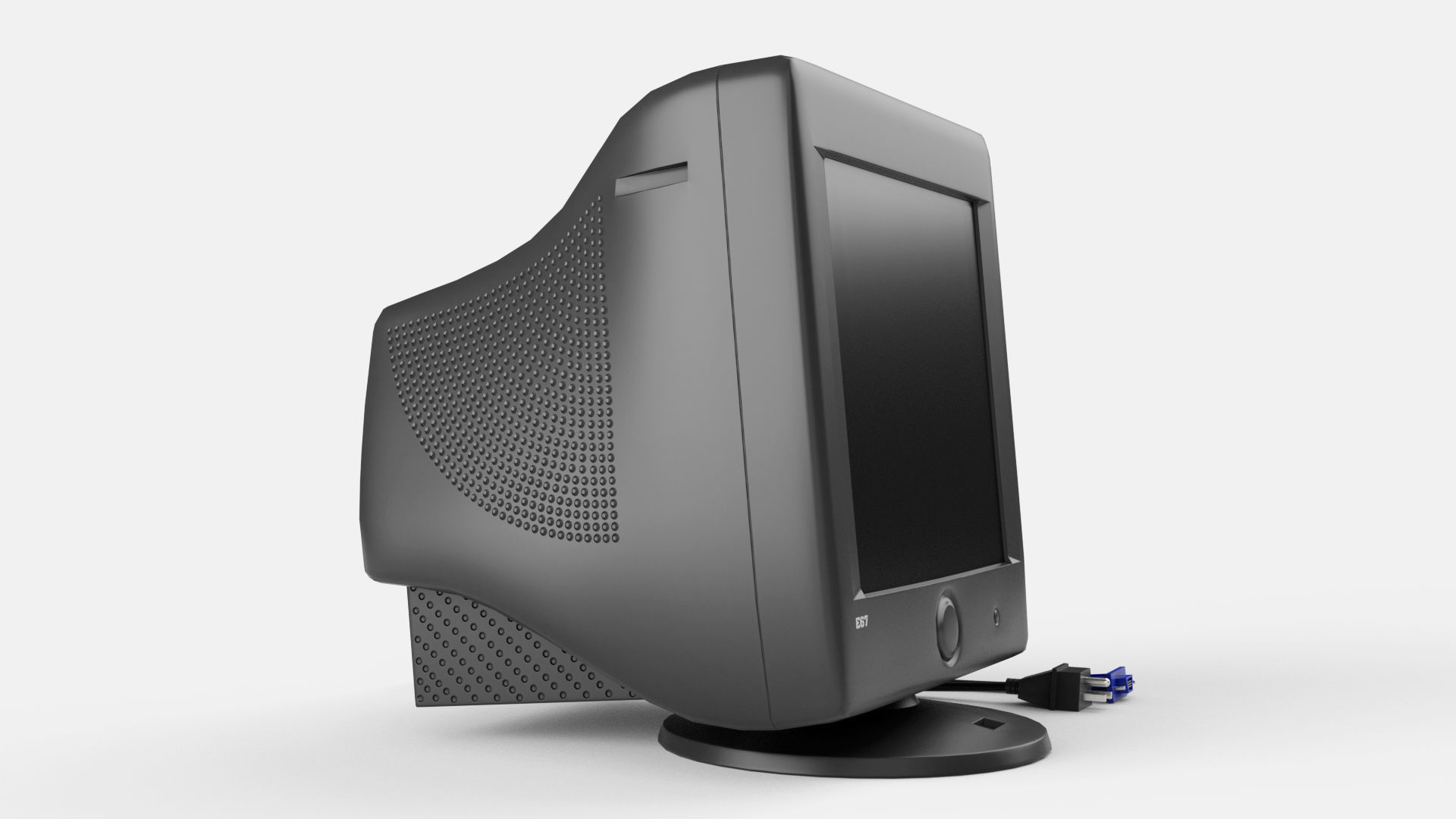 Old Computer CRT Monitor  Low-poly 3D model_1