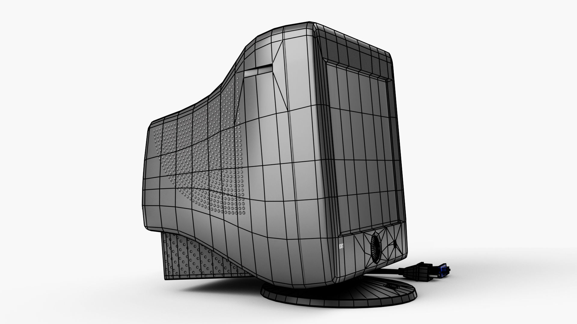 Old Computer CRT Monitor  Low-poly 3D model_5
