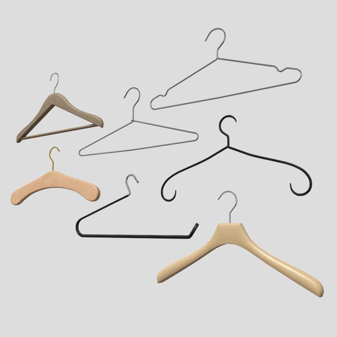 Hanger Pack Low-poly 3D model_10