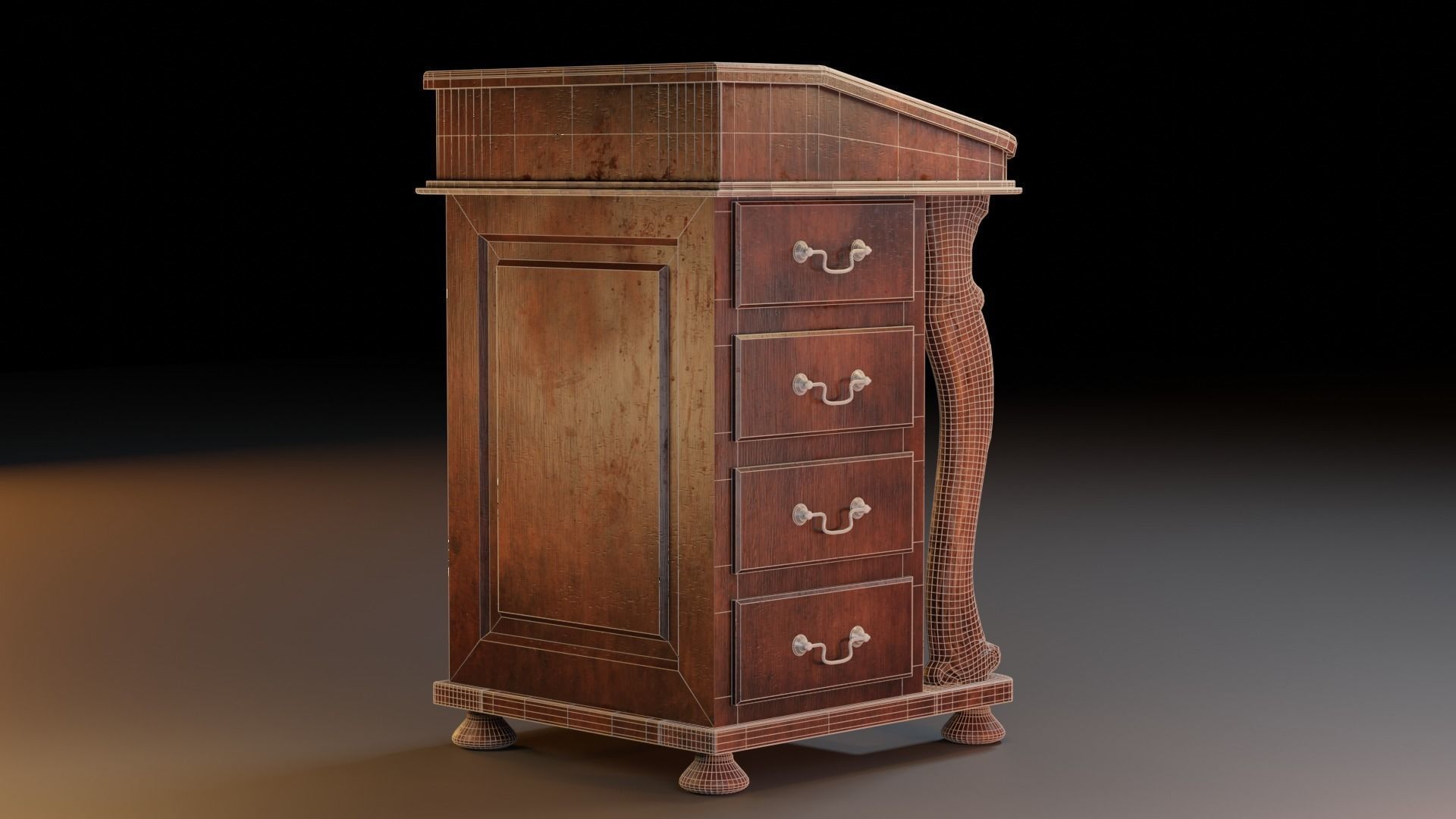 Antique Desk 3D model_5