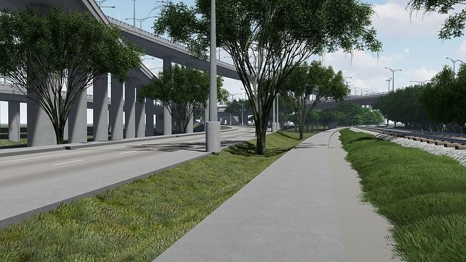 Highway  Road Flyover Low-poly 3D model