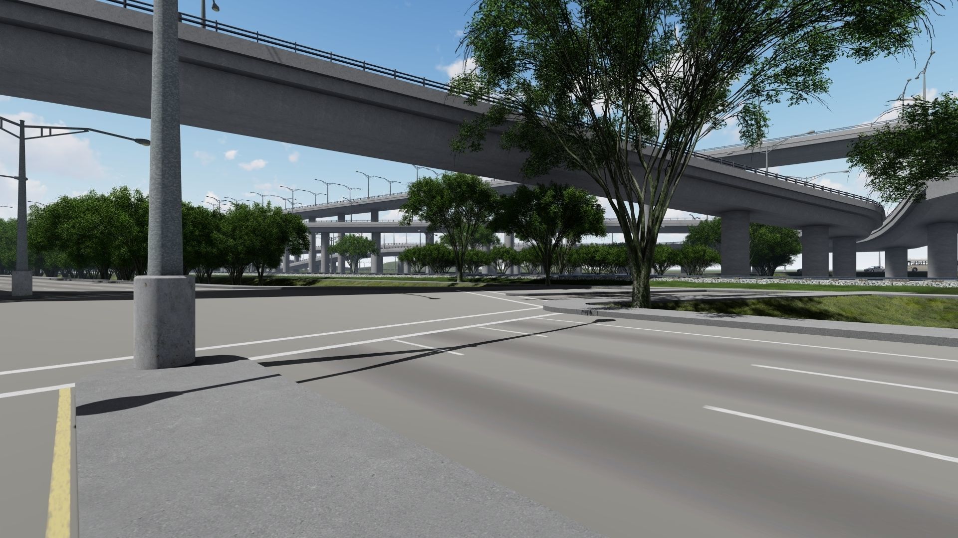 Highway  Road Flyover Low-poly 3D model_3