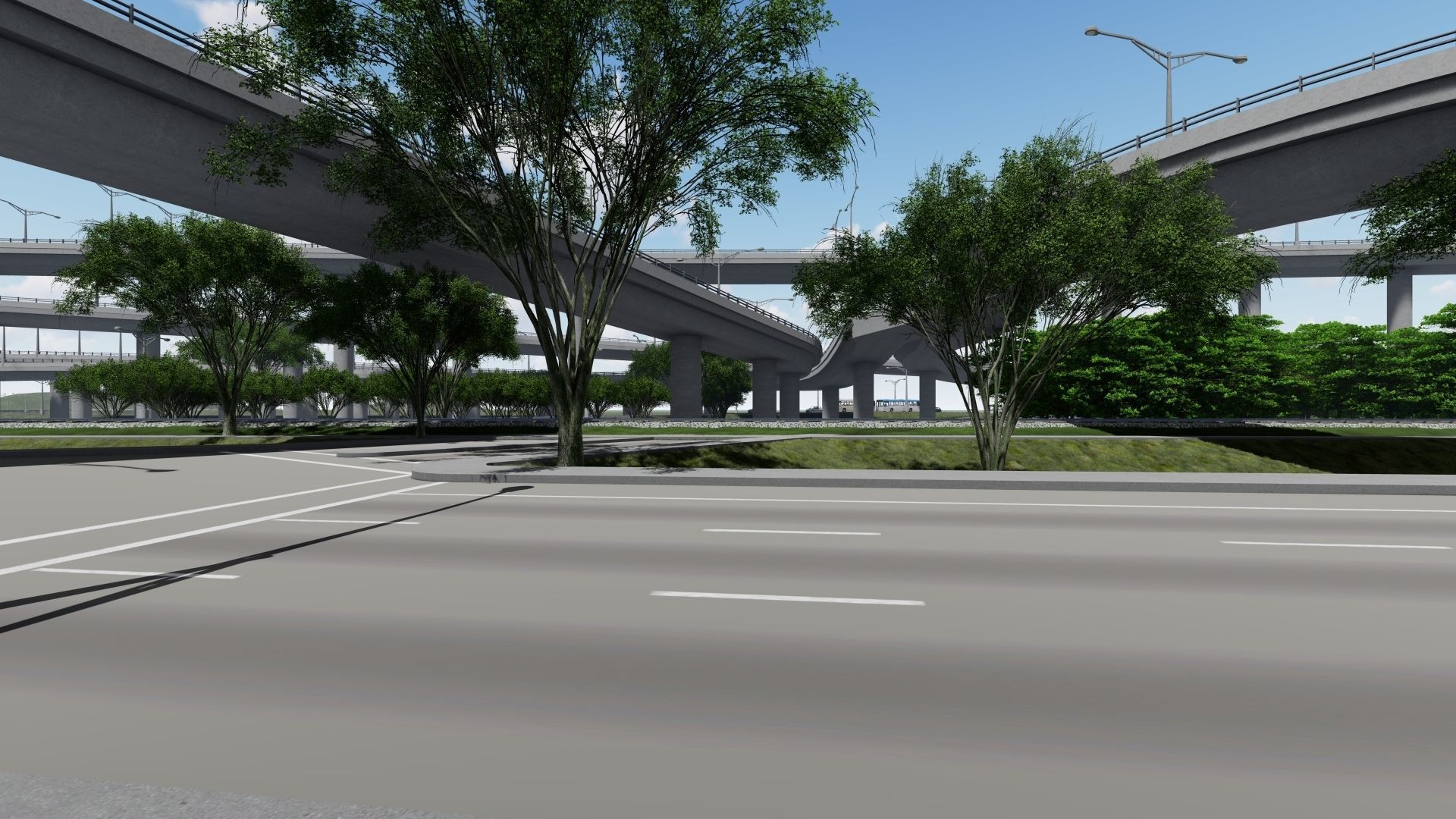 Highway  Road Flyover Low-poly 3D model_4