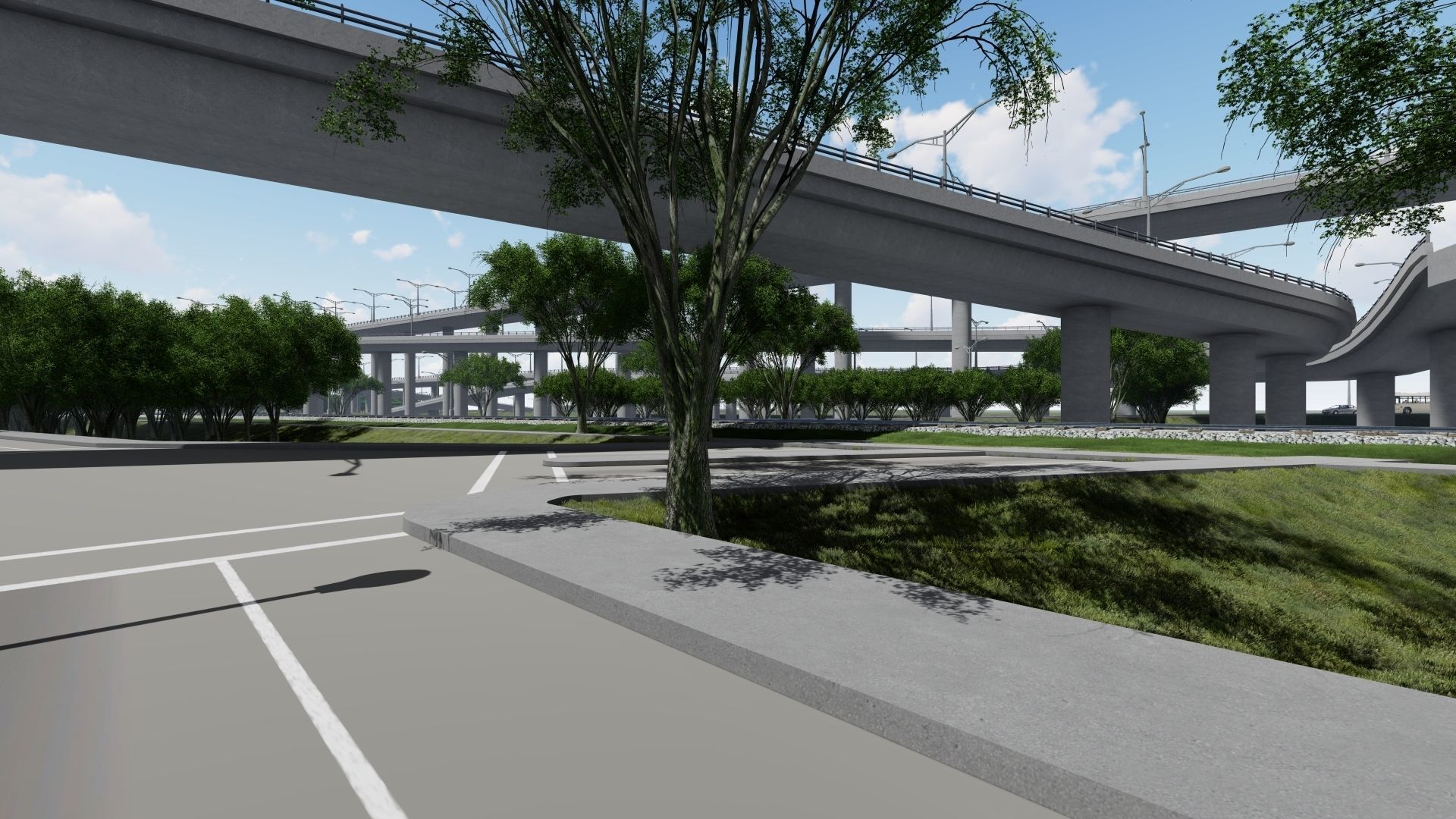 Highway  Road Flyover Low-poly 3D model_7
