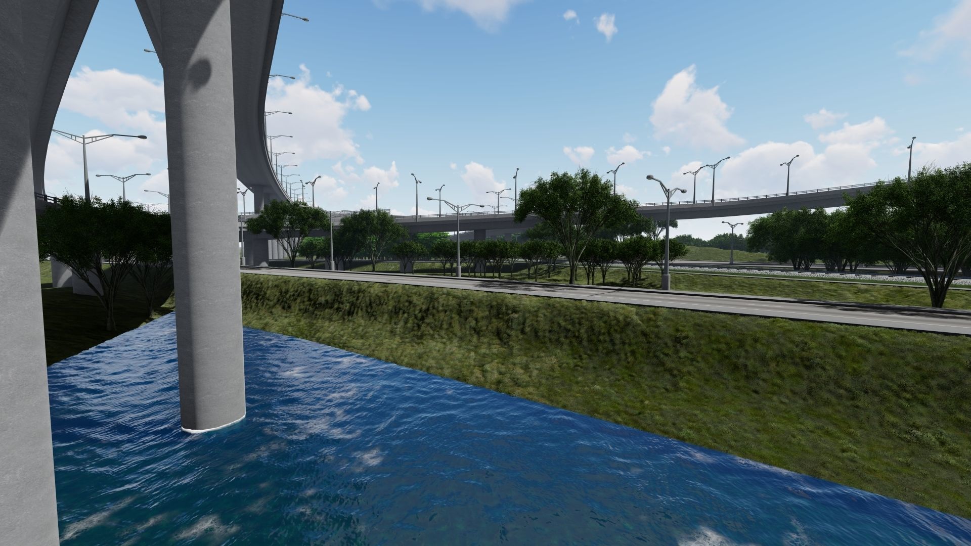 Highway  Road Flyover Low-poly 3D model_1