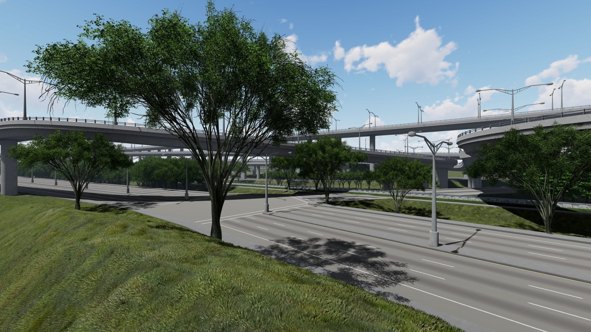 Highway  Road Flyover Low-poly 3D model_2