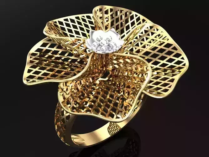  Mesh flower ring - Italian rings - Womens Rings - N6404