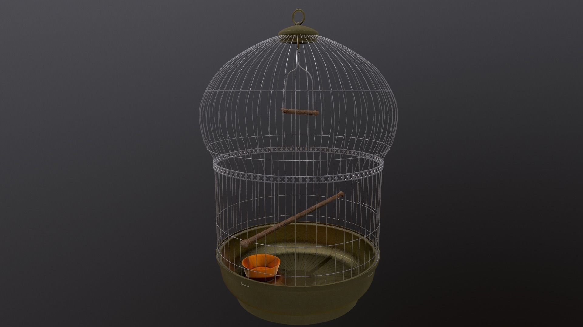 Bird cage PBR 3D model with Texture for Games and Films Low-poly 3D model_9