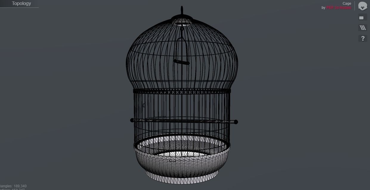 Bird cage PBR 3D model with Texture for Games and Films Low-poly 3D model_4