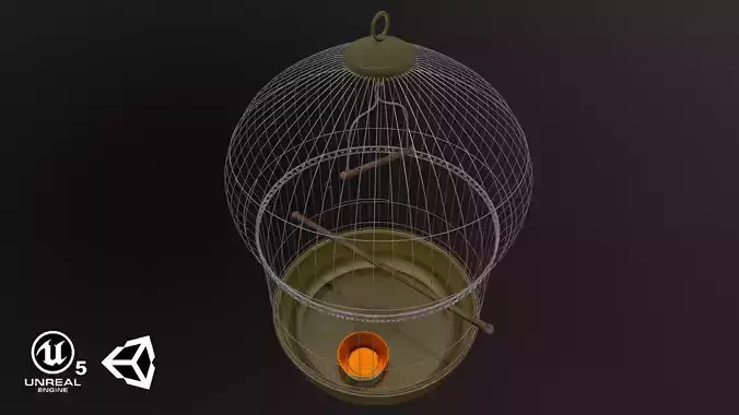 Bird cage PBR 3D model with Texture for Games and Films