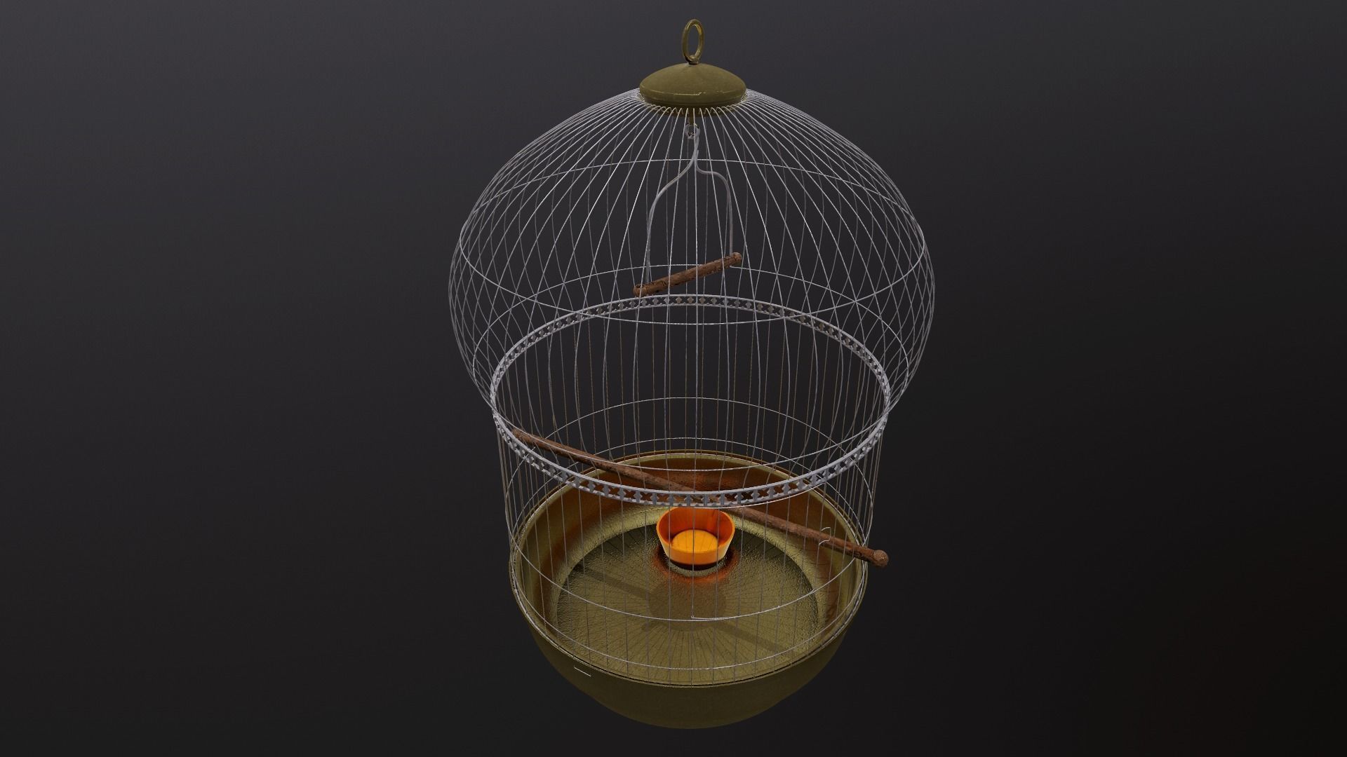 Bird cage PBR 3D model with Texture for Games and Films Low-poly 3D model_7