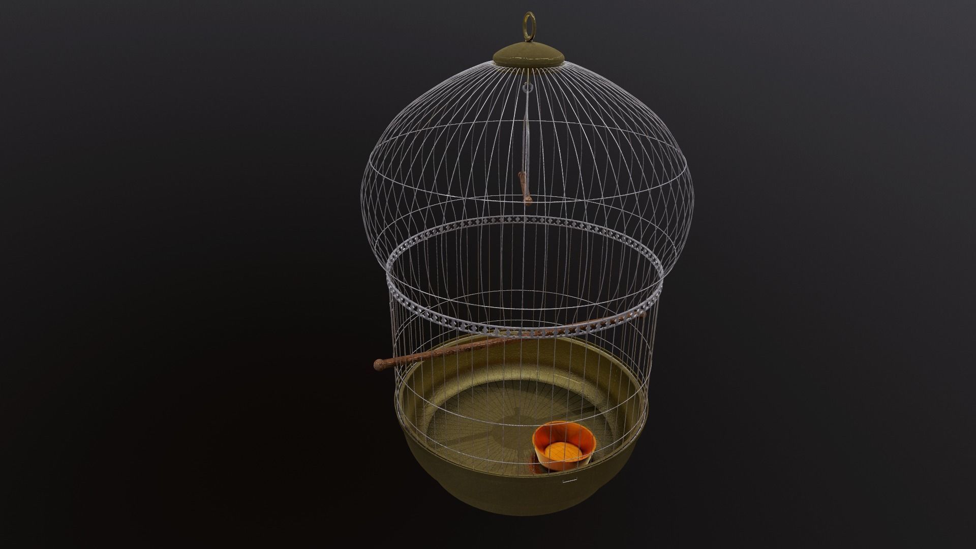 Bird cage PBR 3D model with Texture for Games and Films Low-poly 3D model_6