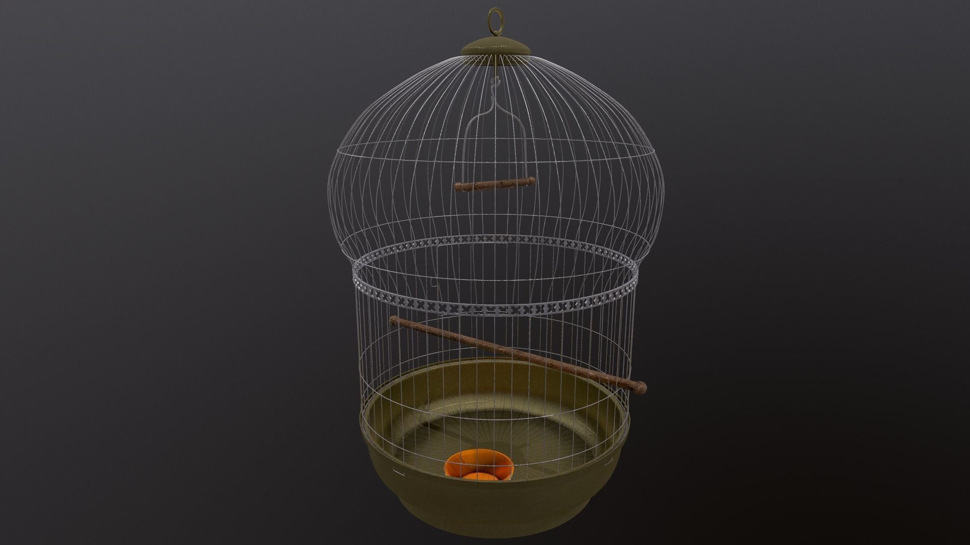 Bird cage PBR 3D model with Texture for Games and Films Low-poly 3D model_10