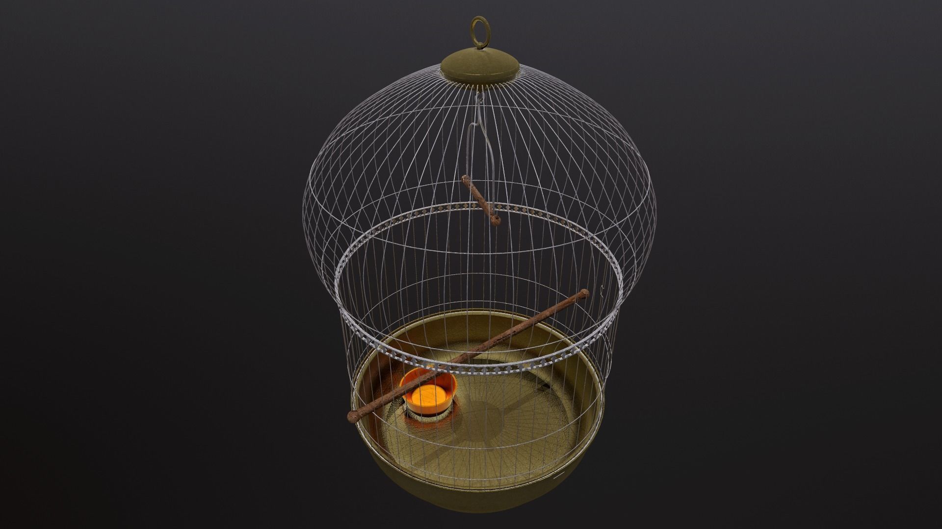 Bird cage PBR 3D model with Texture for Games and Films Low-poly 3D model_2
