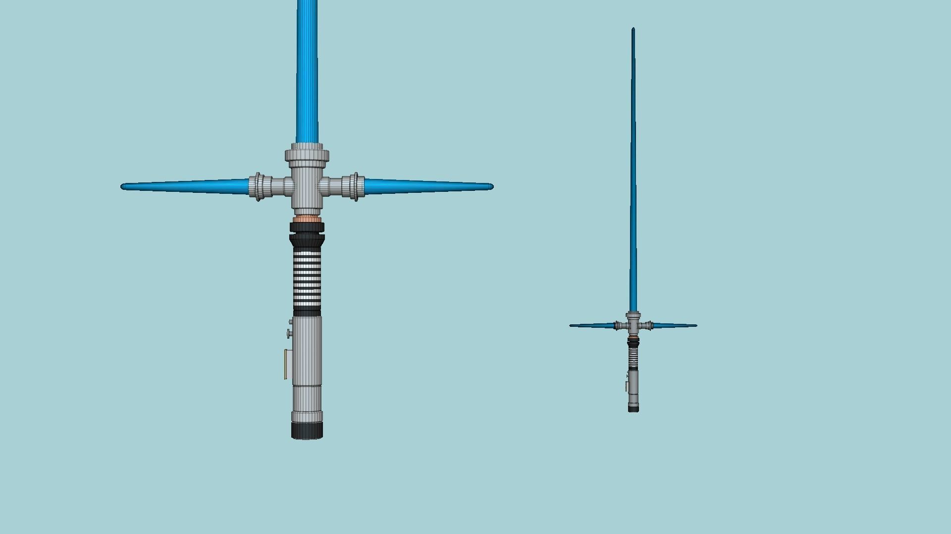 Star Wars Lightsaber Crossguard 02 Blue - SciFi Weapon Low-poly 3D model_6