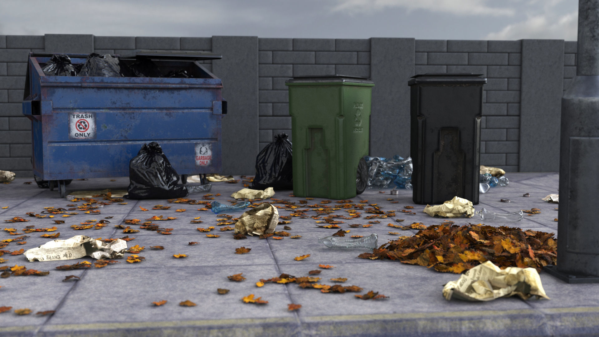 Garbage Trash Set Low-poly 3D model_3