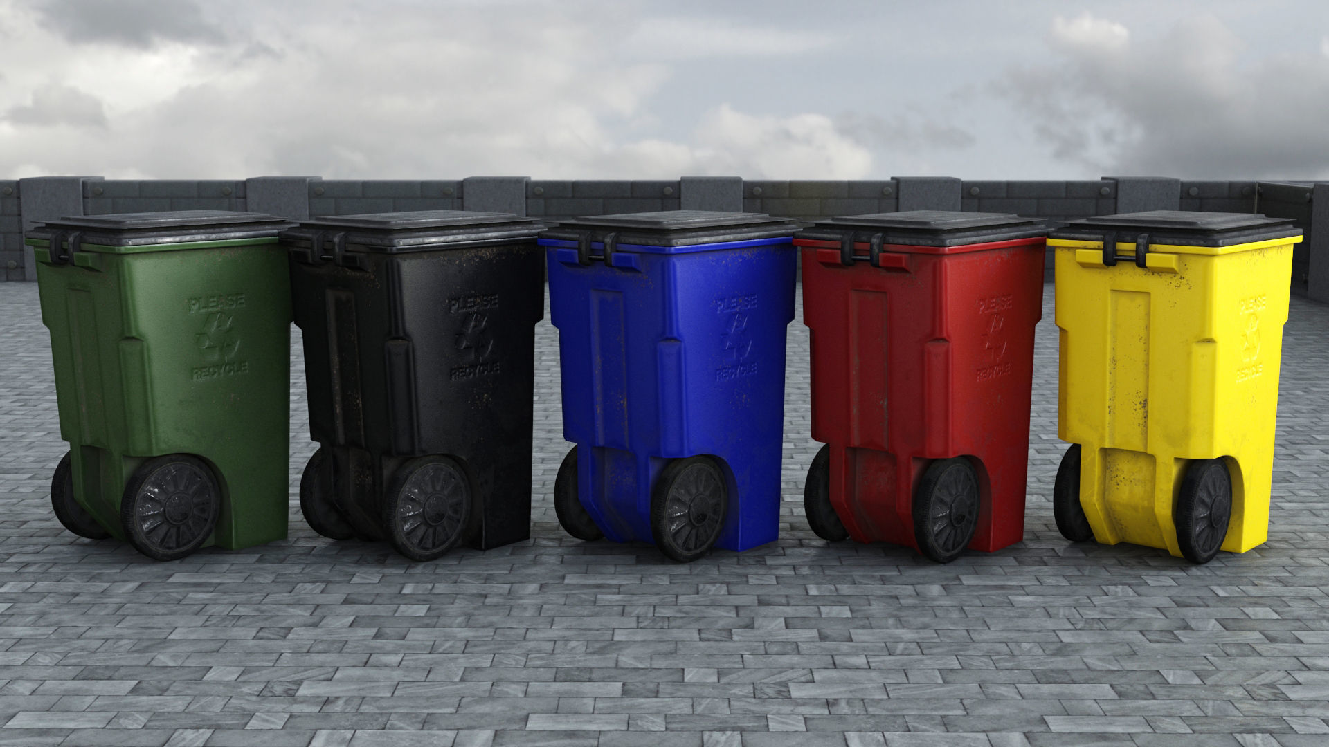 Garbage Trash Set Low-poly 3D model_49