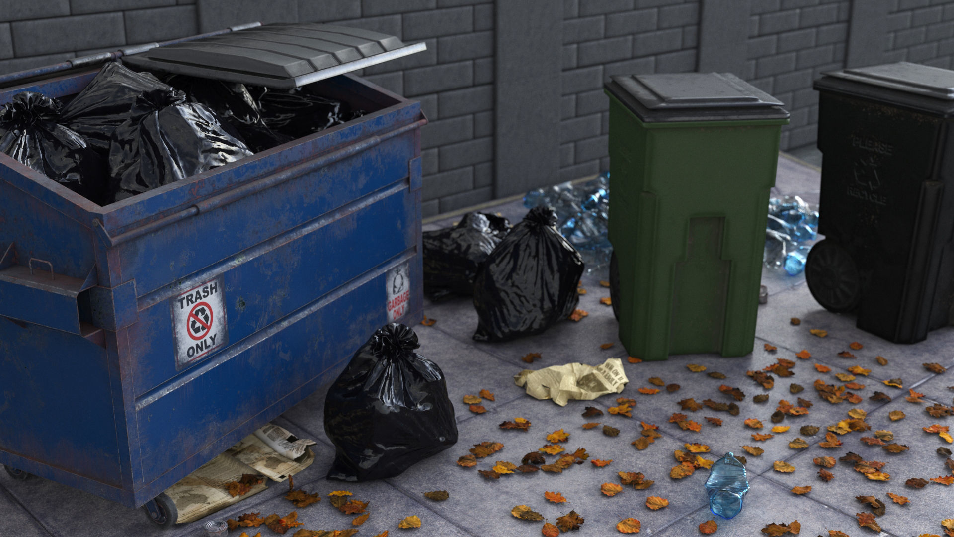 Garbage Trash Set Low-poly 3D model_2