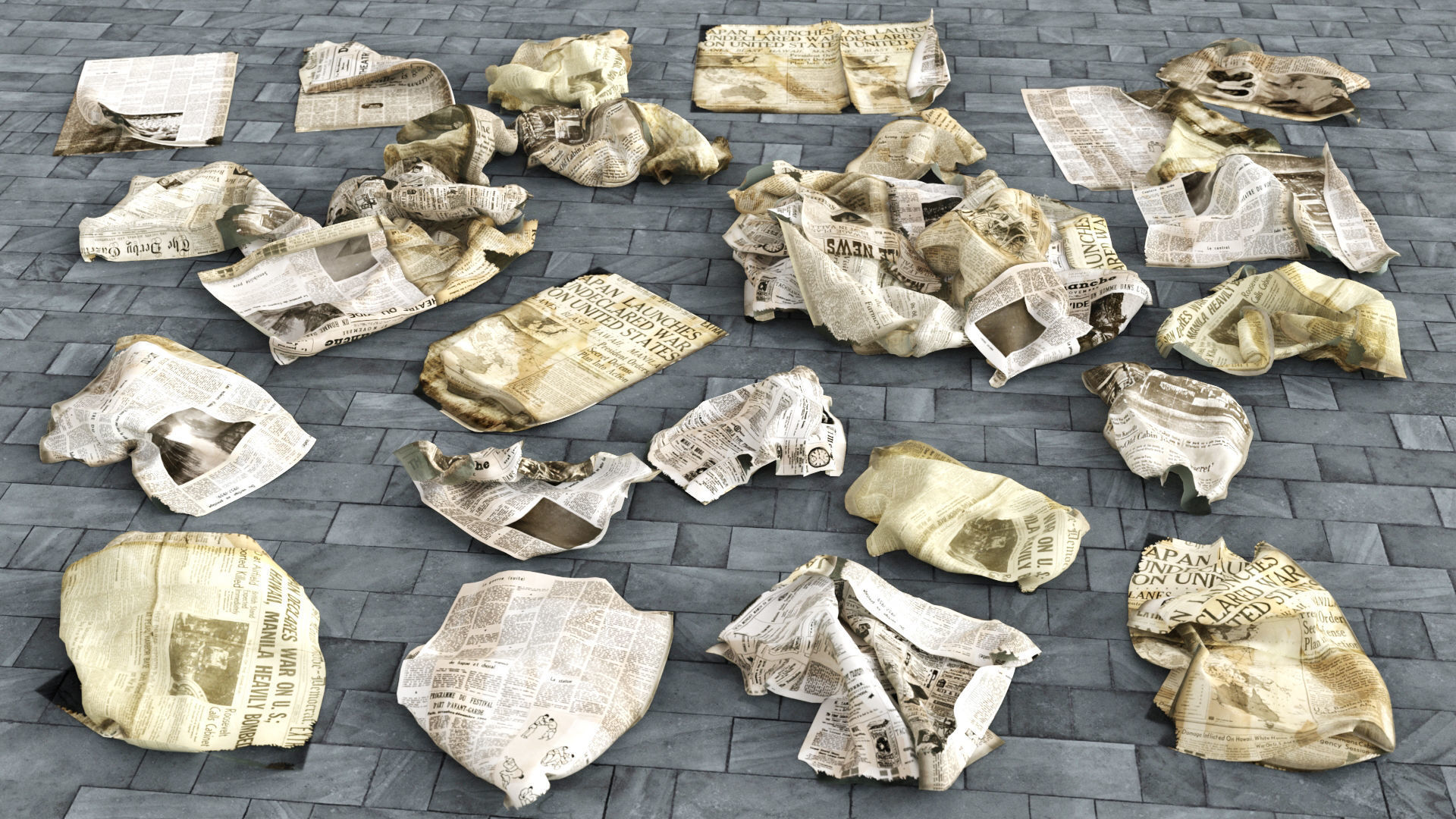 Garbage Trash Set Low-poly 3D model_40