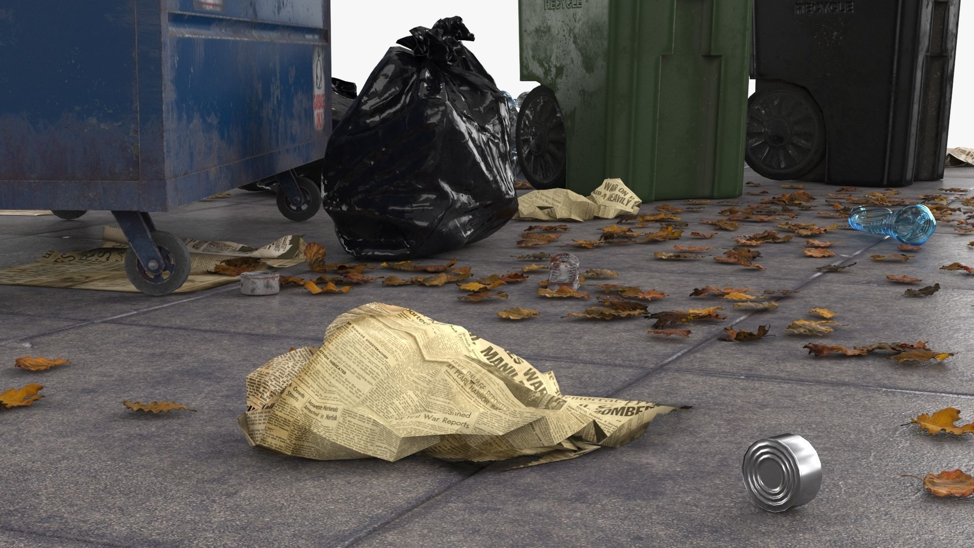 Garbage Trash Set Low-poly 3D model_12