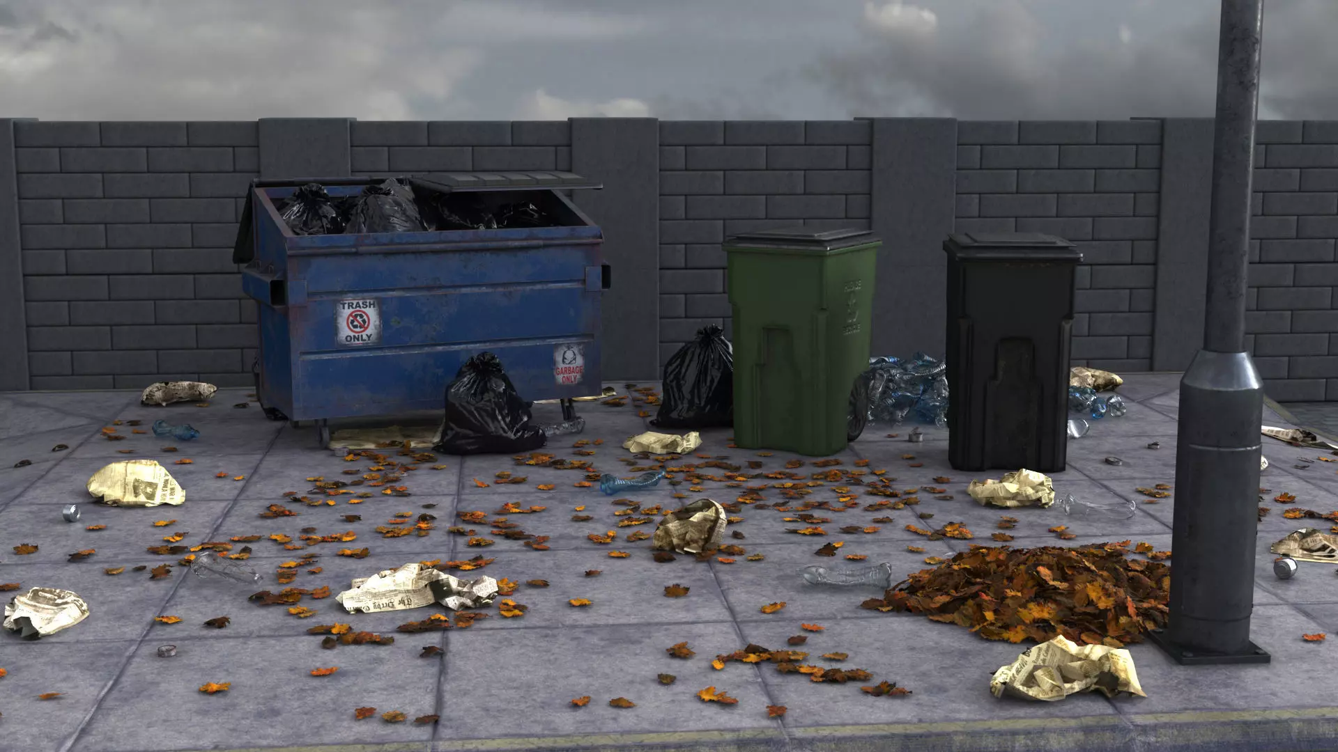 Garbage Trash Set Low-poly 3D model_0