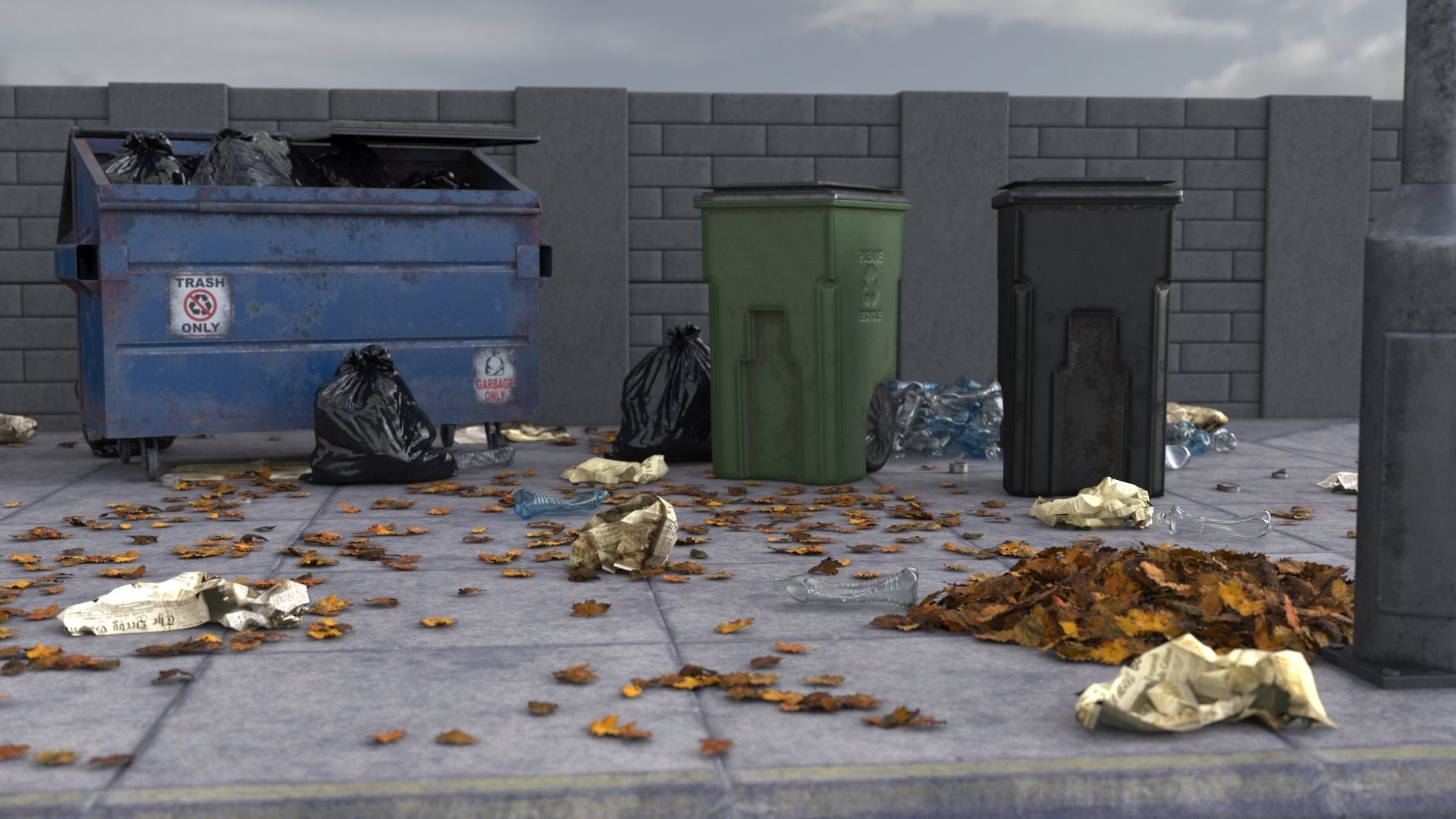 Garbage Trash Set Low-poly 3D model_6