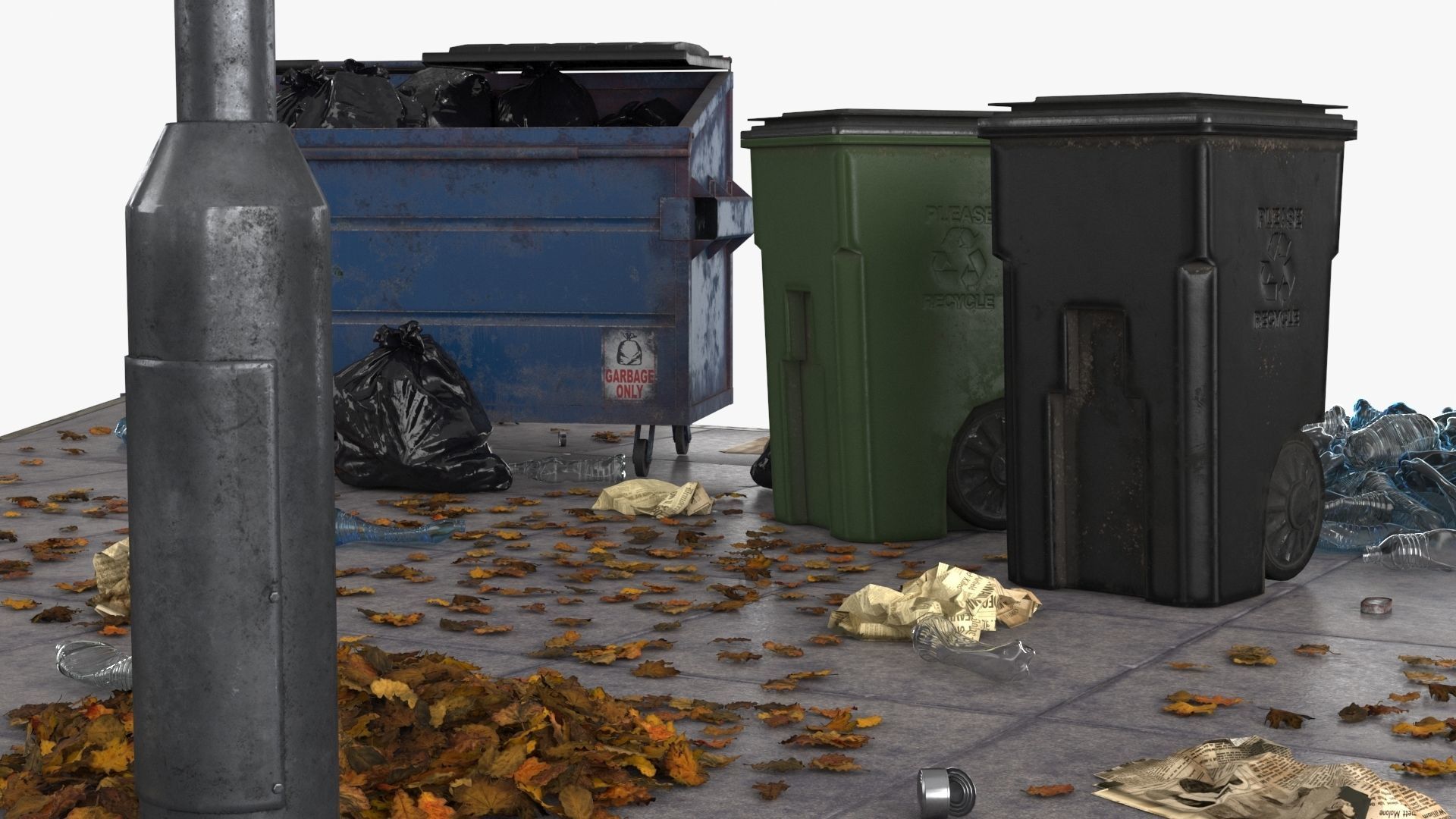 Garbage Trash Set Low-poly 3D model_10