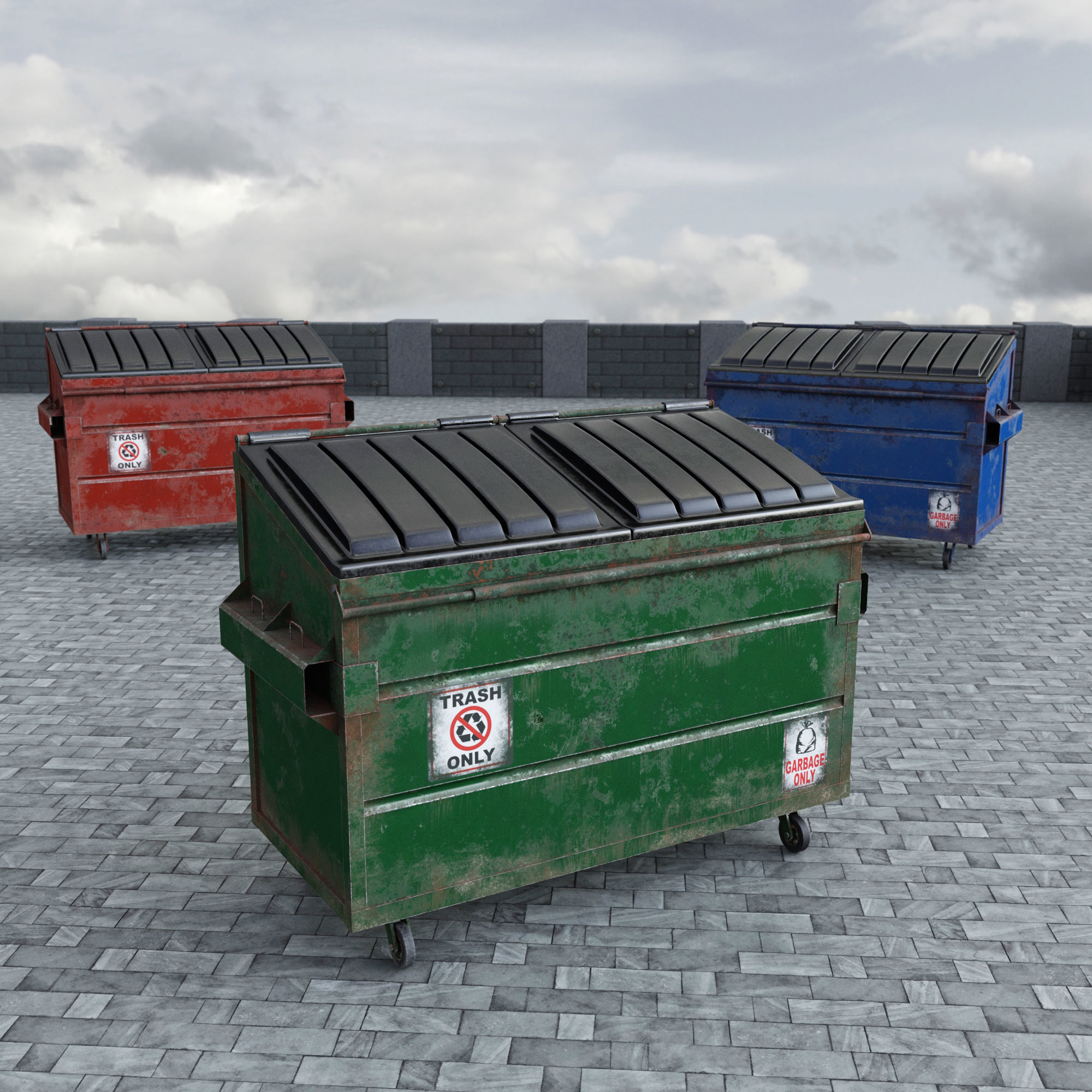 Garbage Trash Set Low-poly 3D model_33